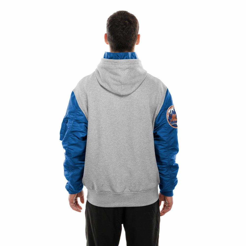 New York Mets x Alpha Industries MA-1 Full-Zip Hoodie Jacket - Royal/Grey | New Era