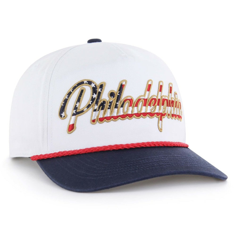 Philadelphia Phillies Patriotic Overhand Hitch Adjustable Hat - White | 47 brand