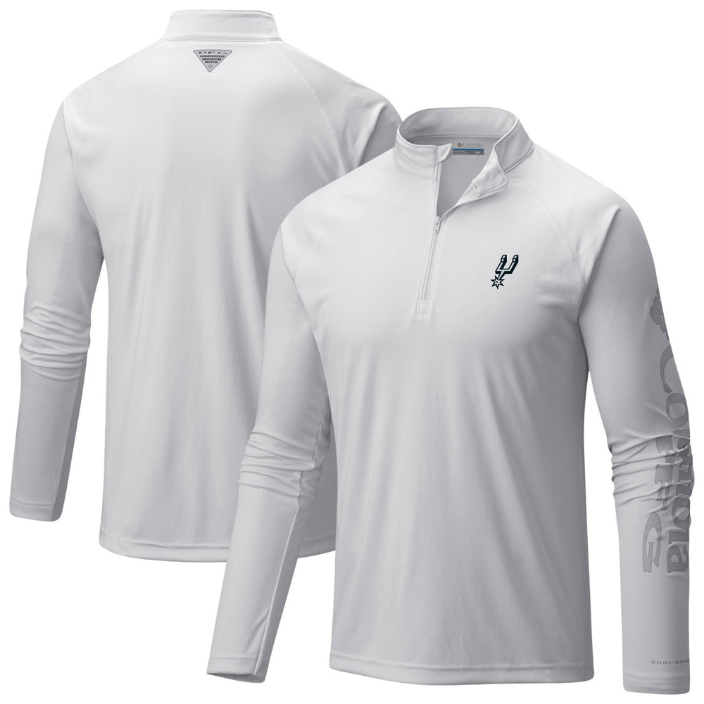 San Antonio Spurs Terminal Tackle Raglan Omni-Shade Quarter-Zip Jacket - White | Columbia online