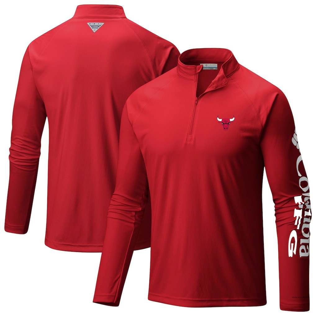 Chicago Bulls Terminal Tackle Raglan Omni-Shade Quarter-Zip Jacket - Red | Columbia shop