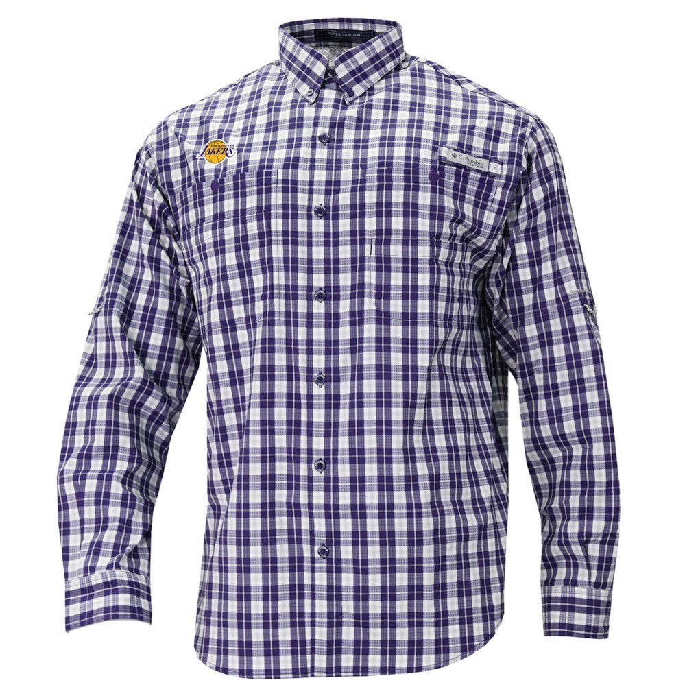 Los Angeles Lakers Super Tamiami Omni-Shade Long Sleeve Button-Down Shirt - Purple | Columbia outlet