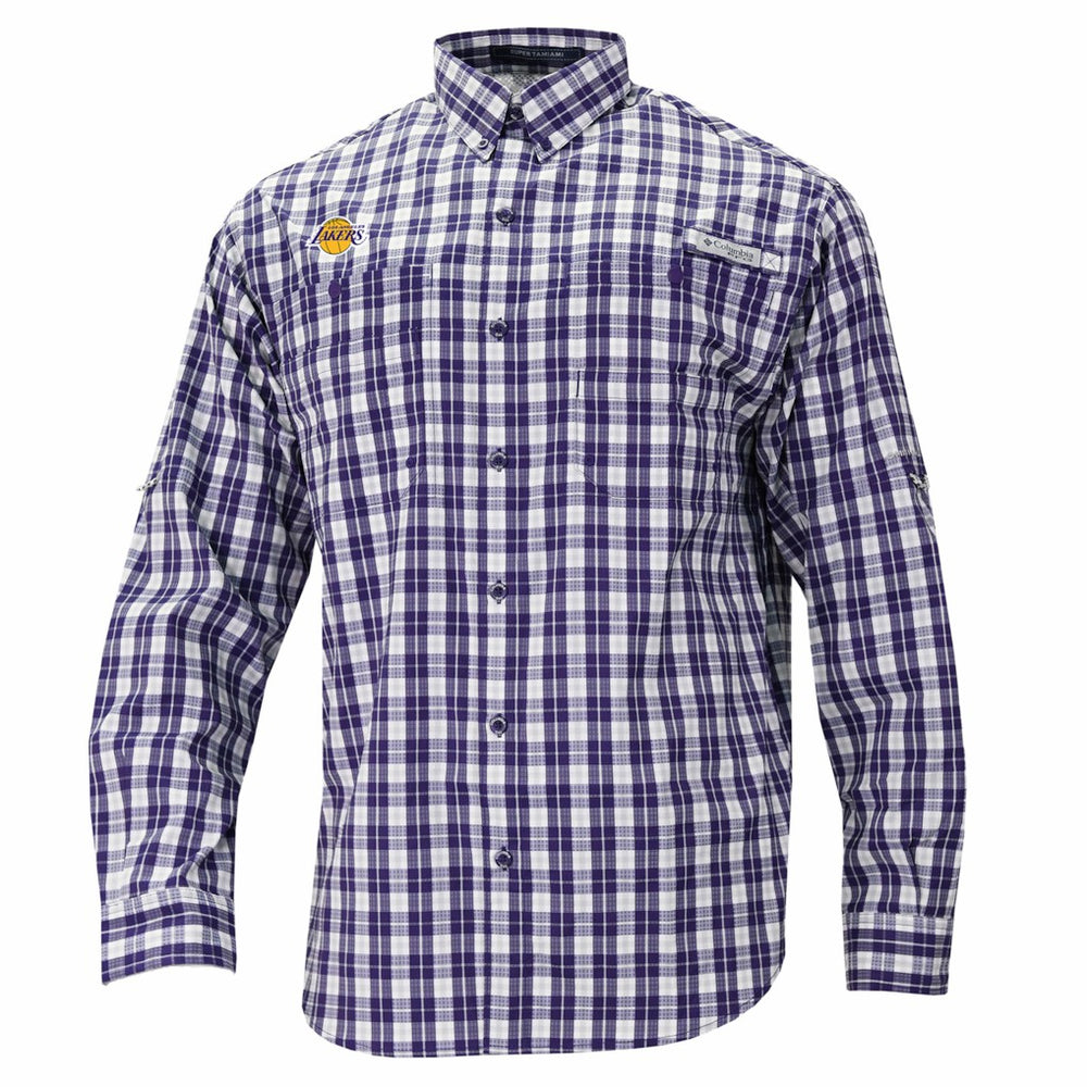 Los Angeles Lakers Super Tamiami Omni-Shade Long Sleeve Button-Down Shirt - Purple | Columbia outlet