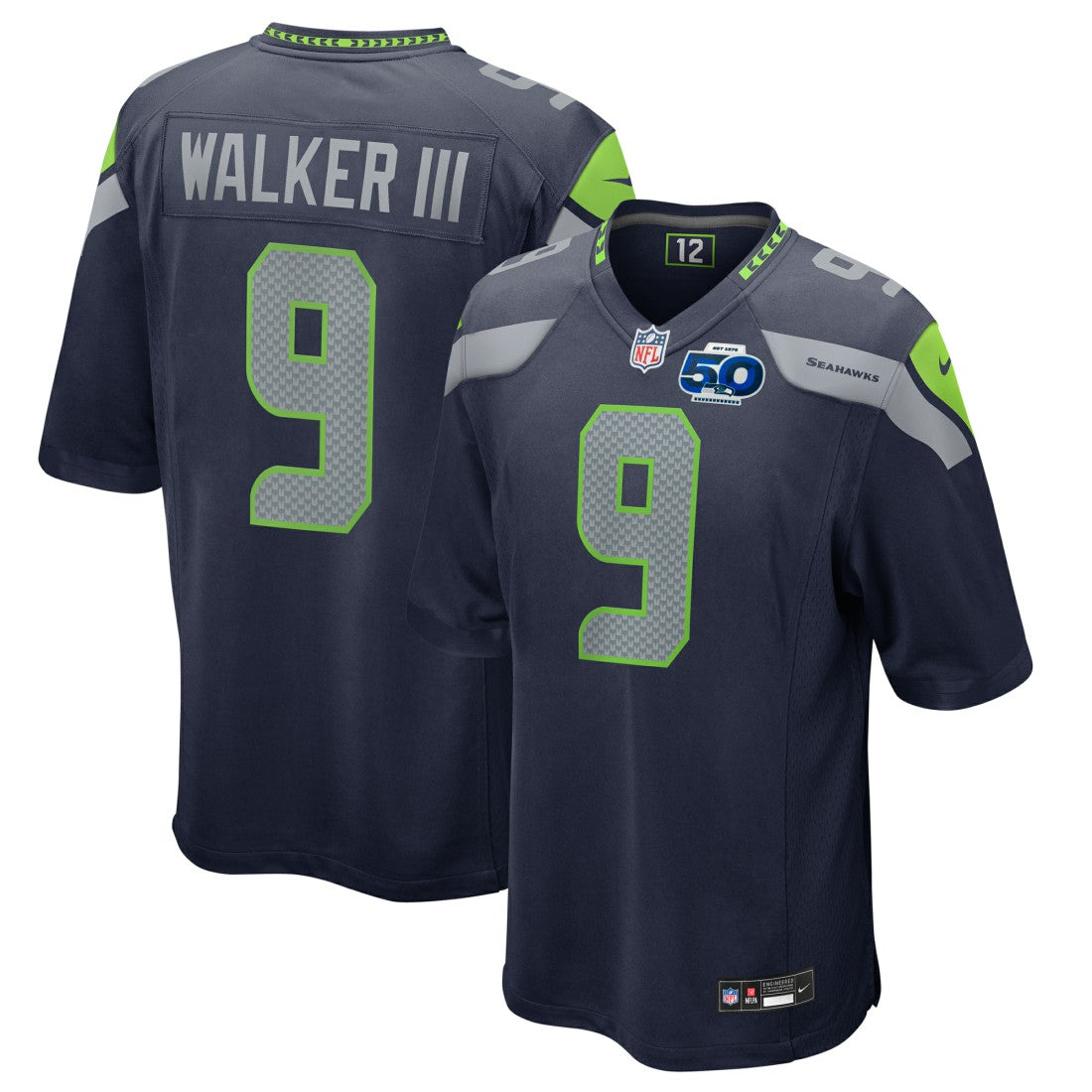 NFL Seattle Seahawks Kenneth Walker III  50th Season Game Jersey