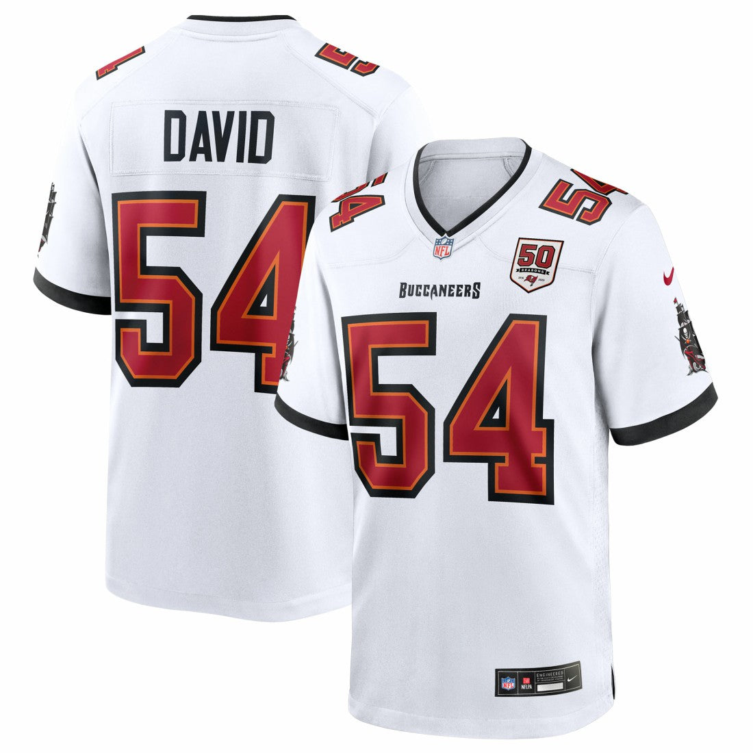 NFL Tampa Bay Buccaneers Lavonte David  50th Season White Game Jersey