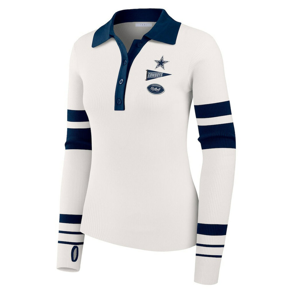 NFL Dallas Cowboys WEAR by Erin Andrews Women's Ribbed Henley Polo Sweater