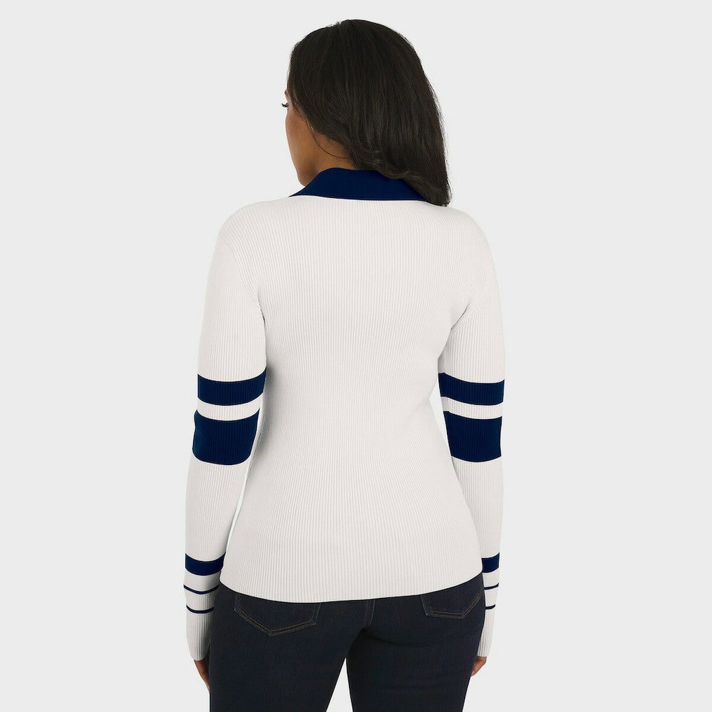 NFL Dallas Cowboys WEAR by Erin Andrews Women's Ribbed Henley Polo Sweater