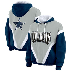 NFL Dallas Cowboys WEAR by Erin Andrews Women's Plus Size Retro Crinkle Full-Zip Hoodie Windbreaker Jacket
