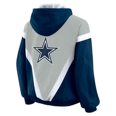 NFL Dallas Cowboys WEAR by Erin Andrews Women's Plus Size Retro Crinkle Full-Zip Hoodie Windbreaker Jacket