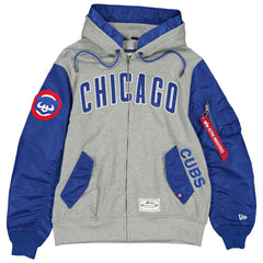 Chicago Cubs x Alpha Industries Full-Zip Hoodie Jacket - Heather Gray/Royal | New Era