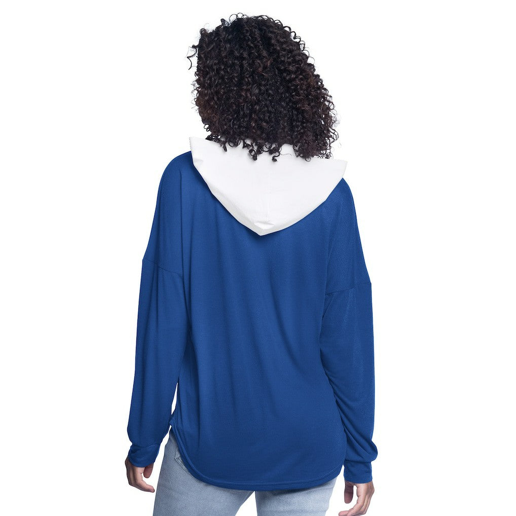 Golden State Warriors G-III 4Her by Carl Banks Women's Bench Player Oversized Long Sleeve Hooded Top sale - Royal on sale