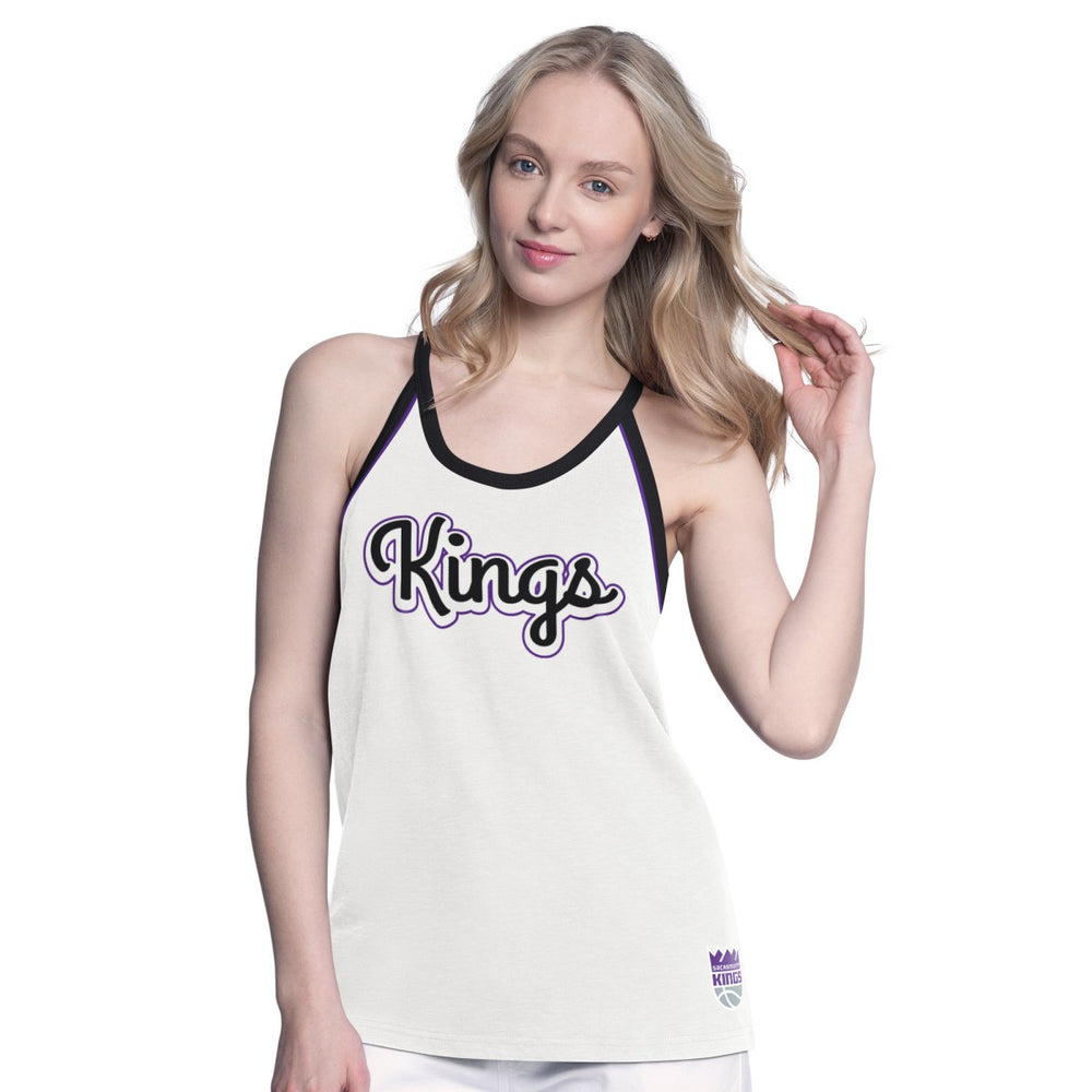 Sacramento Kings G-III 4Her by Carl Banks Women's Curveball Racerback Scoop Neck Slub Tank Top - White cheap