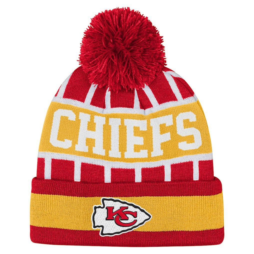 NFL Kansas City Chiefs Outerstuff Youth Go Fast Cuffed Knit Hat with Pom