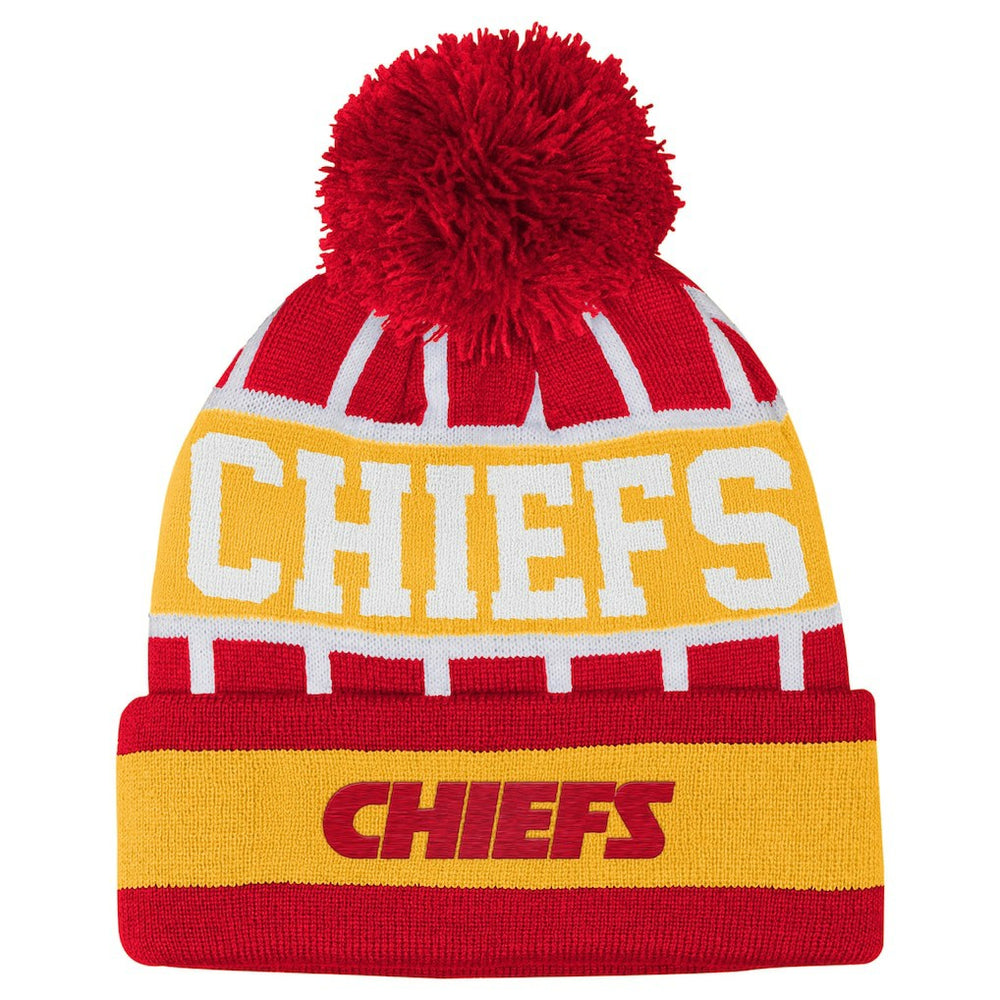 NFL Kansas City Chiefs Outerstuff Youth Go Fast Cuffed Knit Hat with Pom