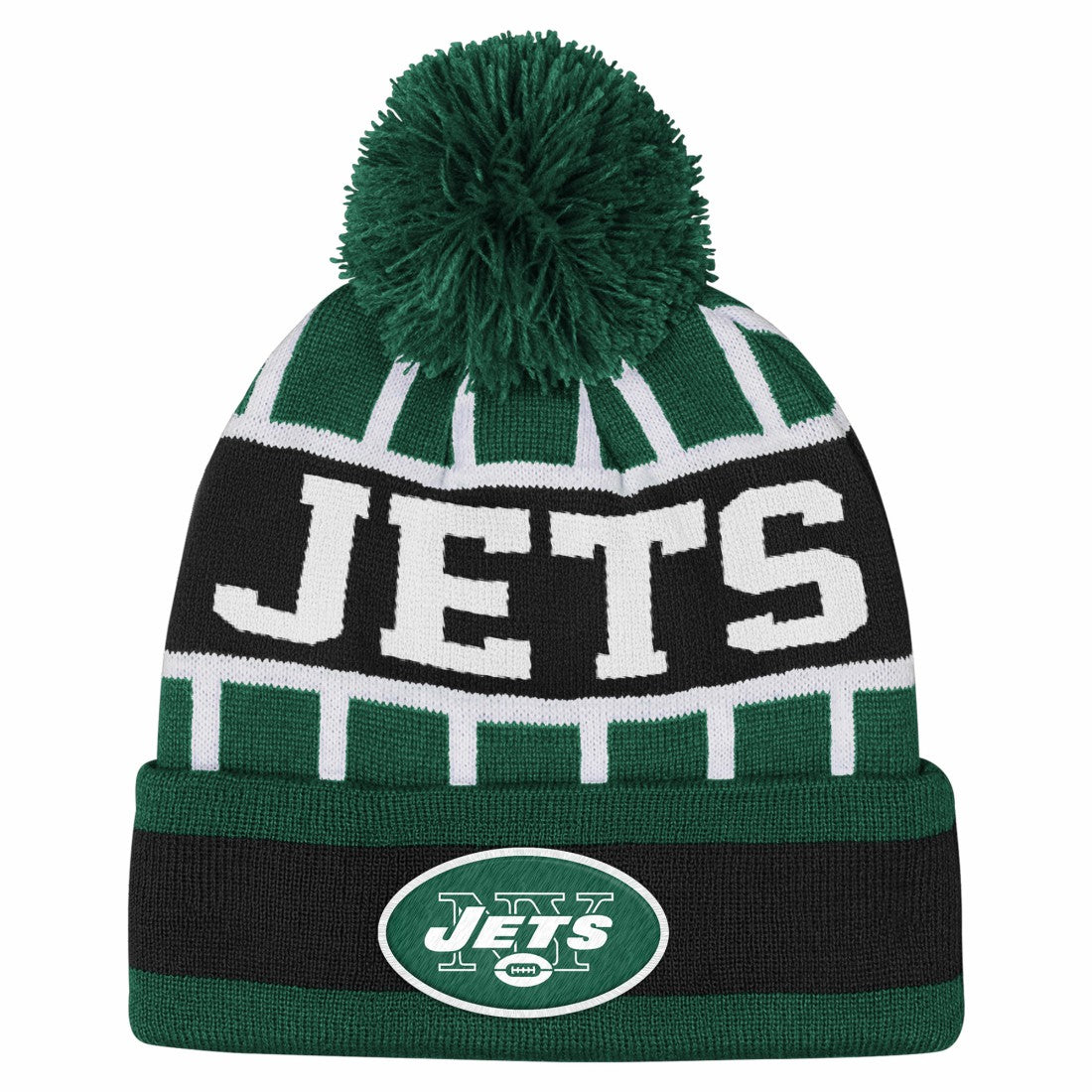 NFL New York Jets Outerstuff Youth Go Fast Cuffed Knit Hat with Pom