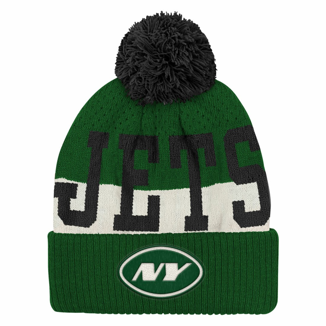 NFL New York Jets Outerstuff Youth Modern Fan Cuffed Knit Hat with Pom