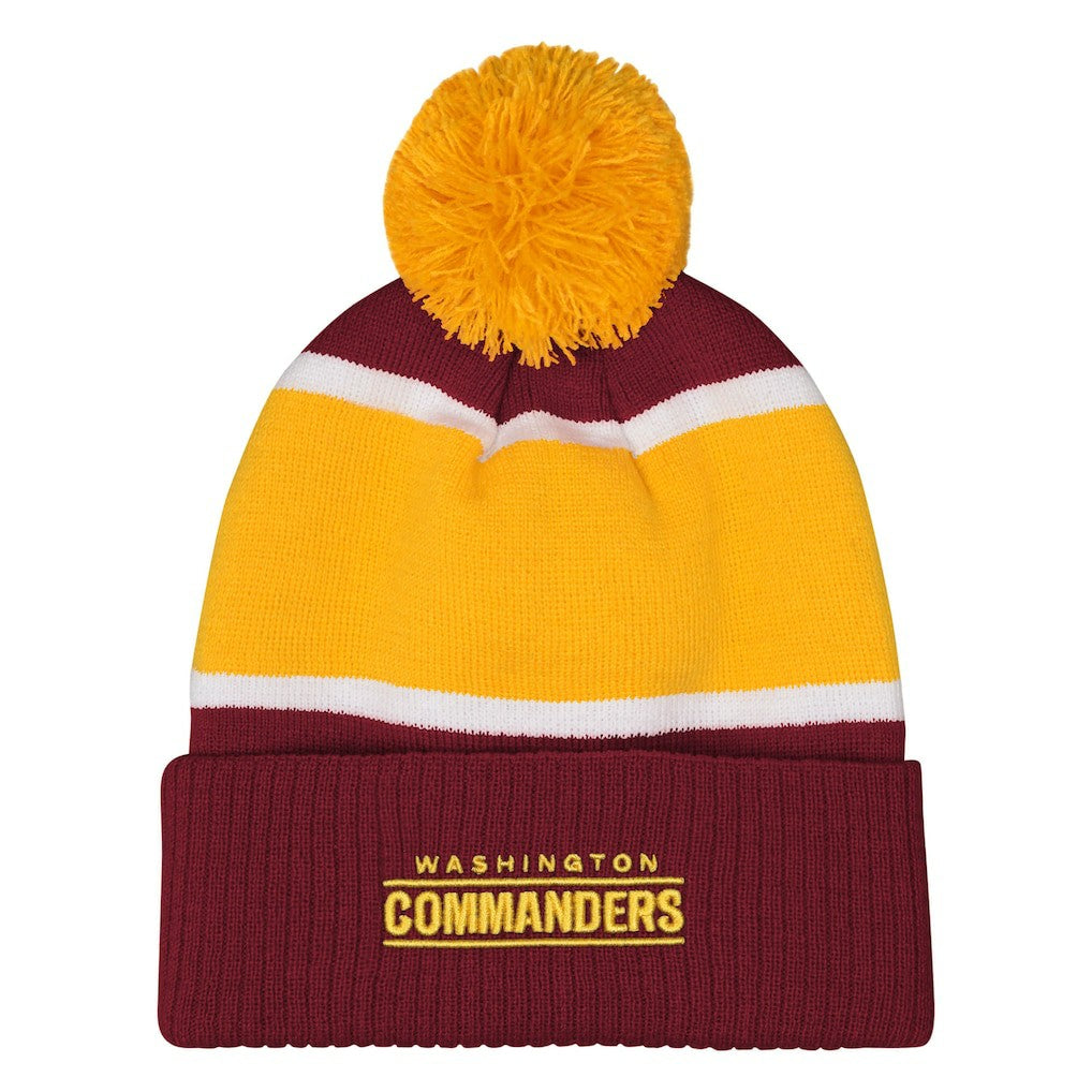 NFL Washington Commanders Outerstuff Girls Let's Play Cuffed Knit Hat with Pom