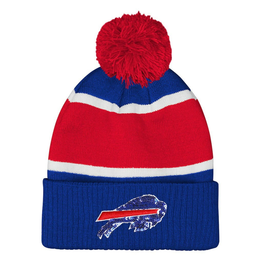NFL Buffalo Bills Outerstuff Girls Let's Play Cuffed Knit Hat with Pom