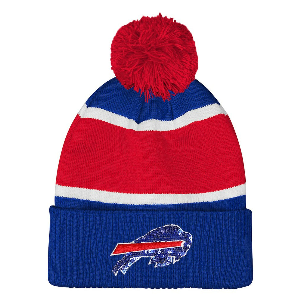 NFL Buffalo Bills Outerstuff Girls Let's Play Cuffed Knit Hat with Pom