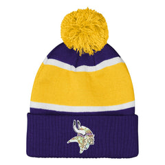 NFL Minnesota Vikings Outerstuff Girls Let's Play Cuffed Knit Hat with Pom