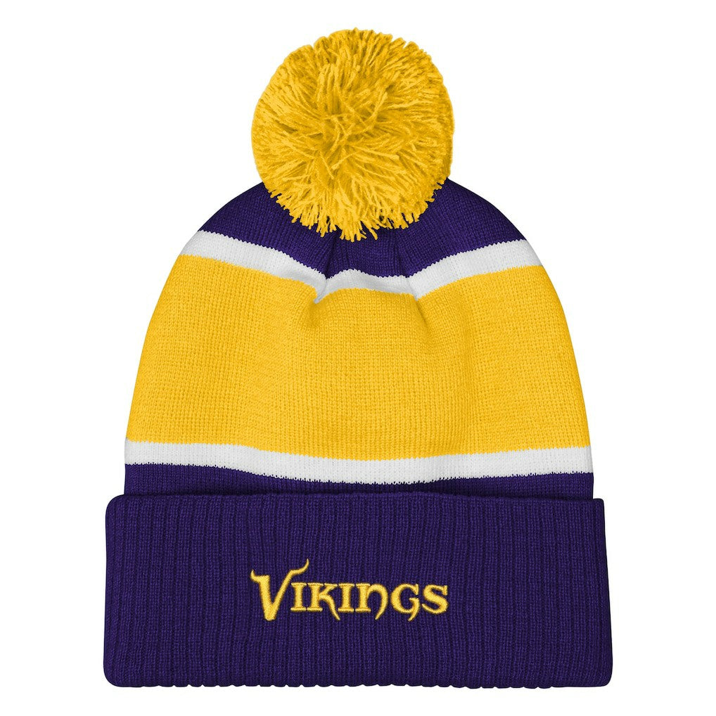 NFL Minnesota Vikings Outerstuff Girls Let's Play Cuffed Knit Hat with Pom