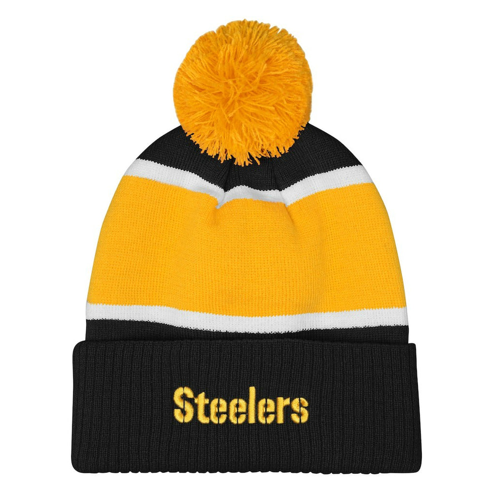 NFL Pittsburgh Steelers Outerstuff Girls Let's Play Cuffed Knit Hat with Pom