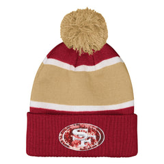 NFL San Francisco 49ers Outerstuff Girls Let's Play Cuffed Knit Hat with Pom