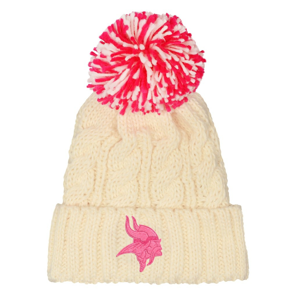 NFL Minnesota Vikings Outerstuff Girls Cable Cuffed Knit Hat with Pom