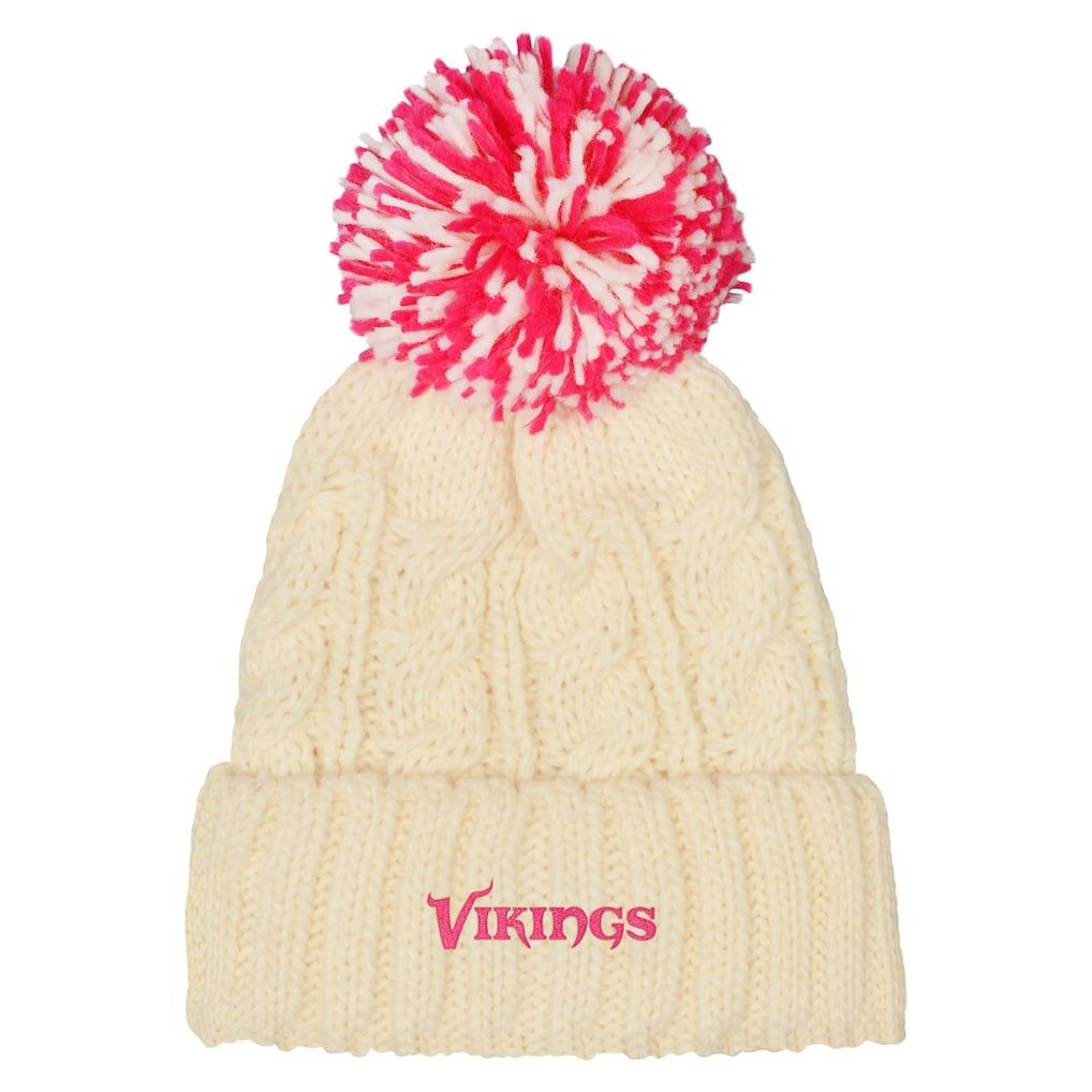 NFL Minnesota Vikings Outerstuff Girls Cable Cuffed Knit Hat with Pom