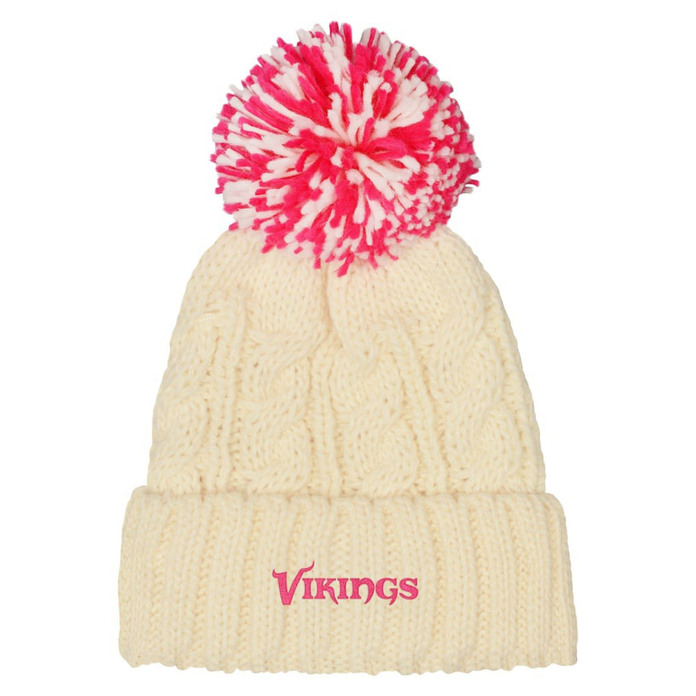 NFL Minnesota Vikings Outerstuff Girls Cable Cuffed Knit Hat with Pom