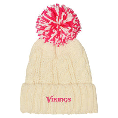 NFL Minnesota Vikings Outerstuff Girls Cable Cuffed Knit Hat with Pom