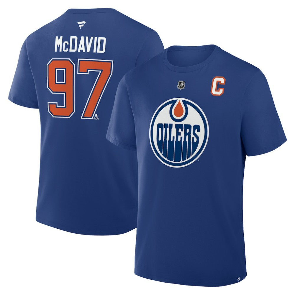 Connor McDavid Edmonton Oilers Fanatics Authentic Stack Name & Number T-Shirt