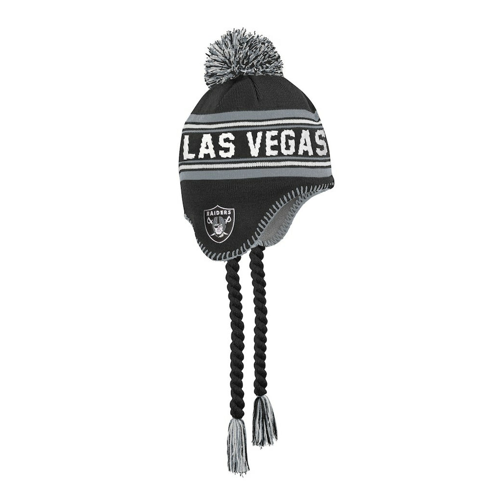 NFL Las Vegas Raiders Outerstuff Youth Jacquard Tassel Knit Hat with Pom