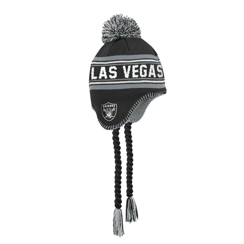NFL Las Vegas Raiders Outerstuff Youth Jacquard Tassel Knit Hat with Pom