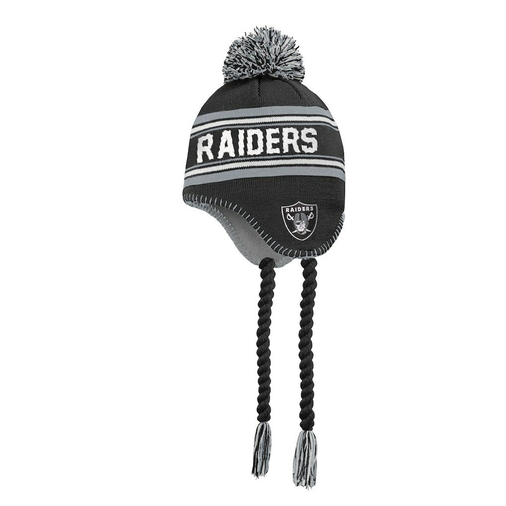 NFL Las Vegas Raiders Outerstuff Youth Jacquard Tassel Knit Hat with Pom