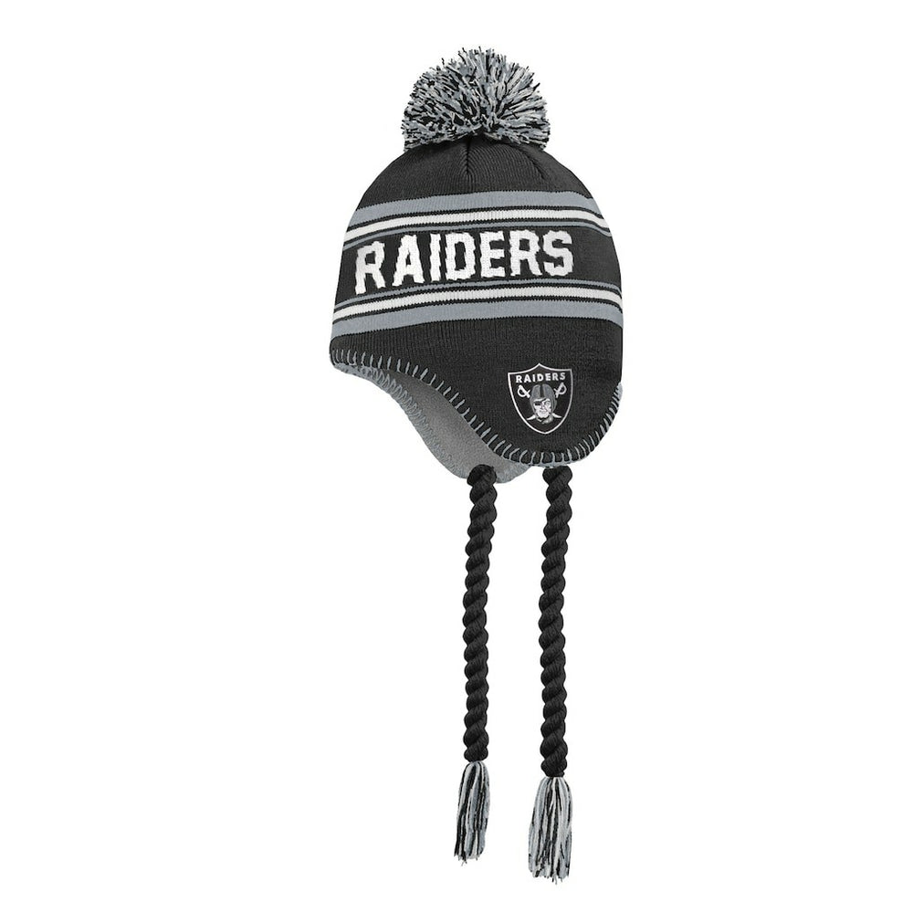 NFL Las Vegas Raiders Outerstuff Youth Jacquard Tassel Knit Hat with Pom
