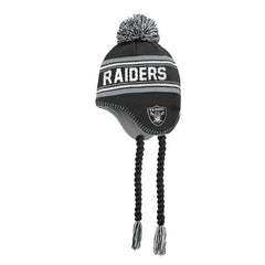 NFL Las Vegas Raiders Outerstuff Youth Jacquard Tassel Knit Hat with Pom