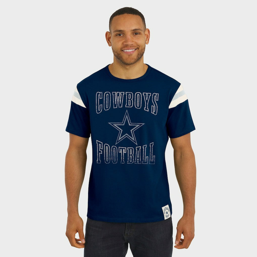 NFL Dallas Cowboys Darius Rucker Collection Distressed Throwback Shoulder Stripe T-Shirt