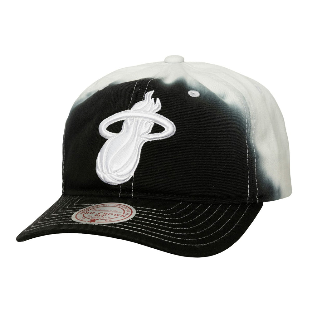 Miami Heat Dip Dye Pro Crown Adjustable Hat - Black/White | Mitchell & Ness shop