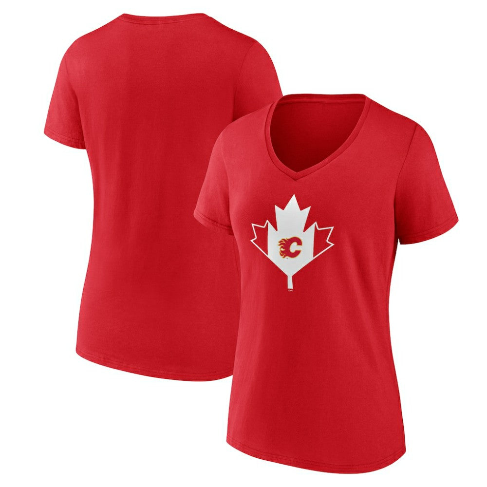 Calgary Flames Women's Canada Day V-Neck T-Shirt
