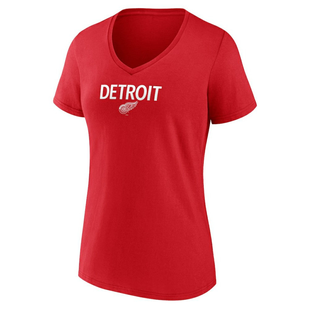 Detroit Red Wings Women's Primary Logo V-Neck T-Shirt