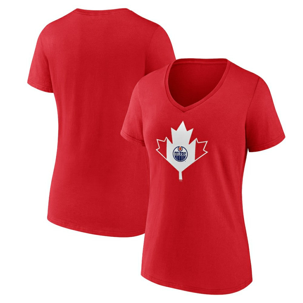 Edmonton Oilers Women's Canada Day V-Neck T-Shirt