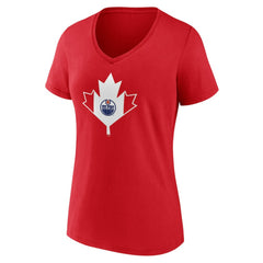 Edmonton Oilers Women's Canada Day V-Neck T-Shirt
