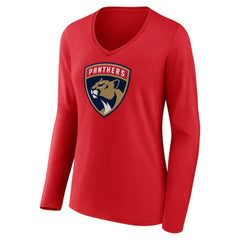 Florida Panthers Women's Primary Logo Long Sleeve V-Neck T-Shirt