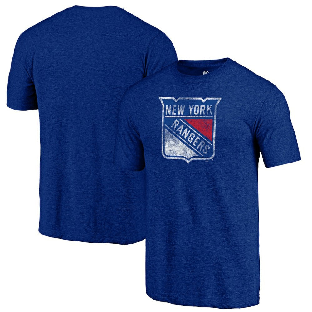 New York Rangers Distressed Logo Tri-Blend T-Shirt