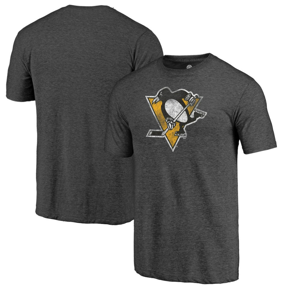 Pittsburgh Penguins Distressed Logo Tri-Blend T-Shirt