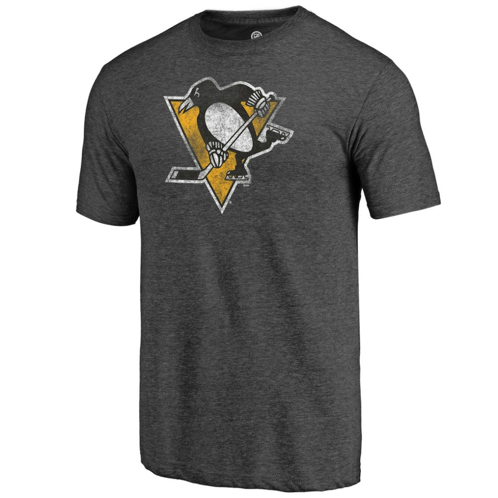 Pittsburgh Penguins Distressed Logo Tri-Blend T-Shirt