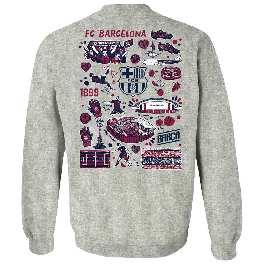 Barcelona Vive La Fete Women's Impressions Artwork Pullover Sweatshirt / Soccer For sale
