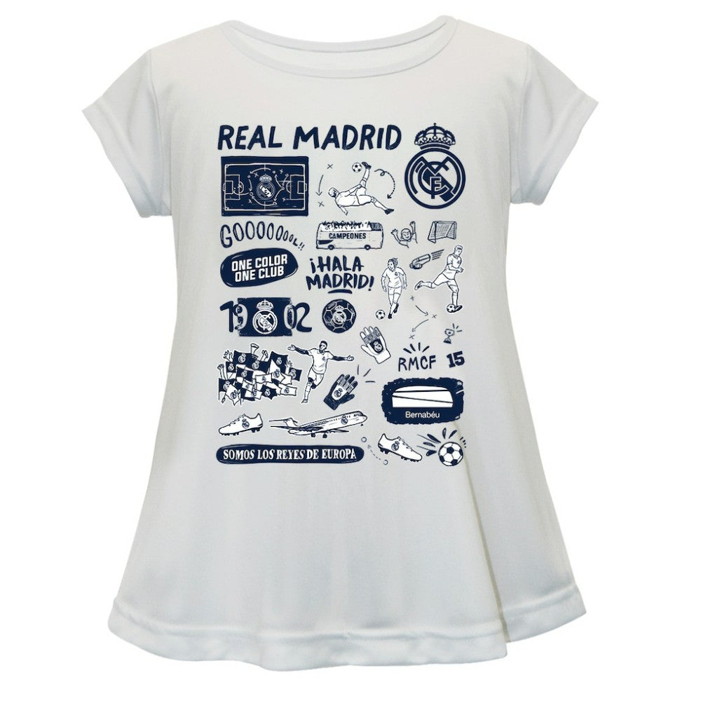 Real Madrid Vive La Fete Girls Youth Impressions Artwork A-Line Top / Soccer Online