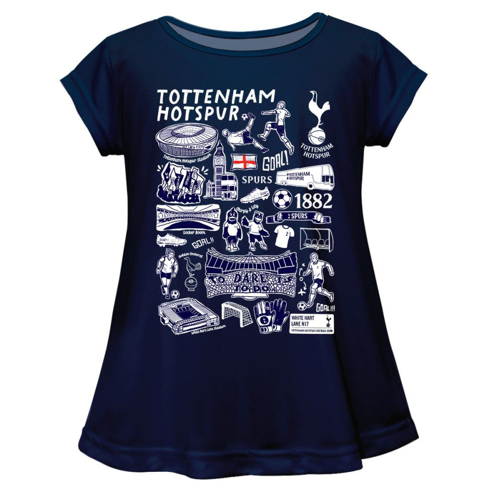 Tottenham Hotspur Vive La Fete Girls Youth Impressions Artwork A-Line Top / Soccer New