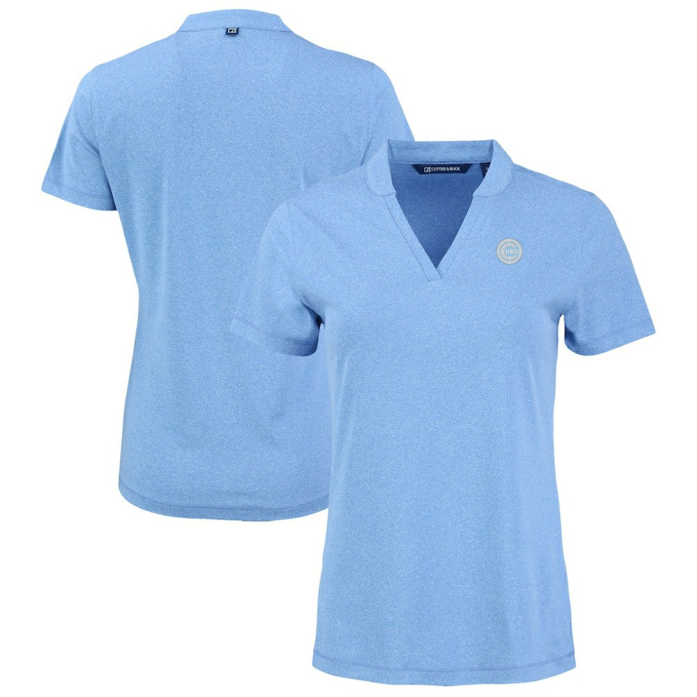 Chicago Cubs Cutter & Buck Forge Heathered Stretch Blade Top - Heather Powder Blue